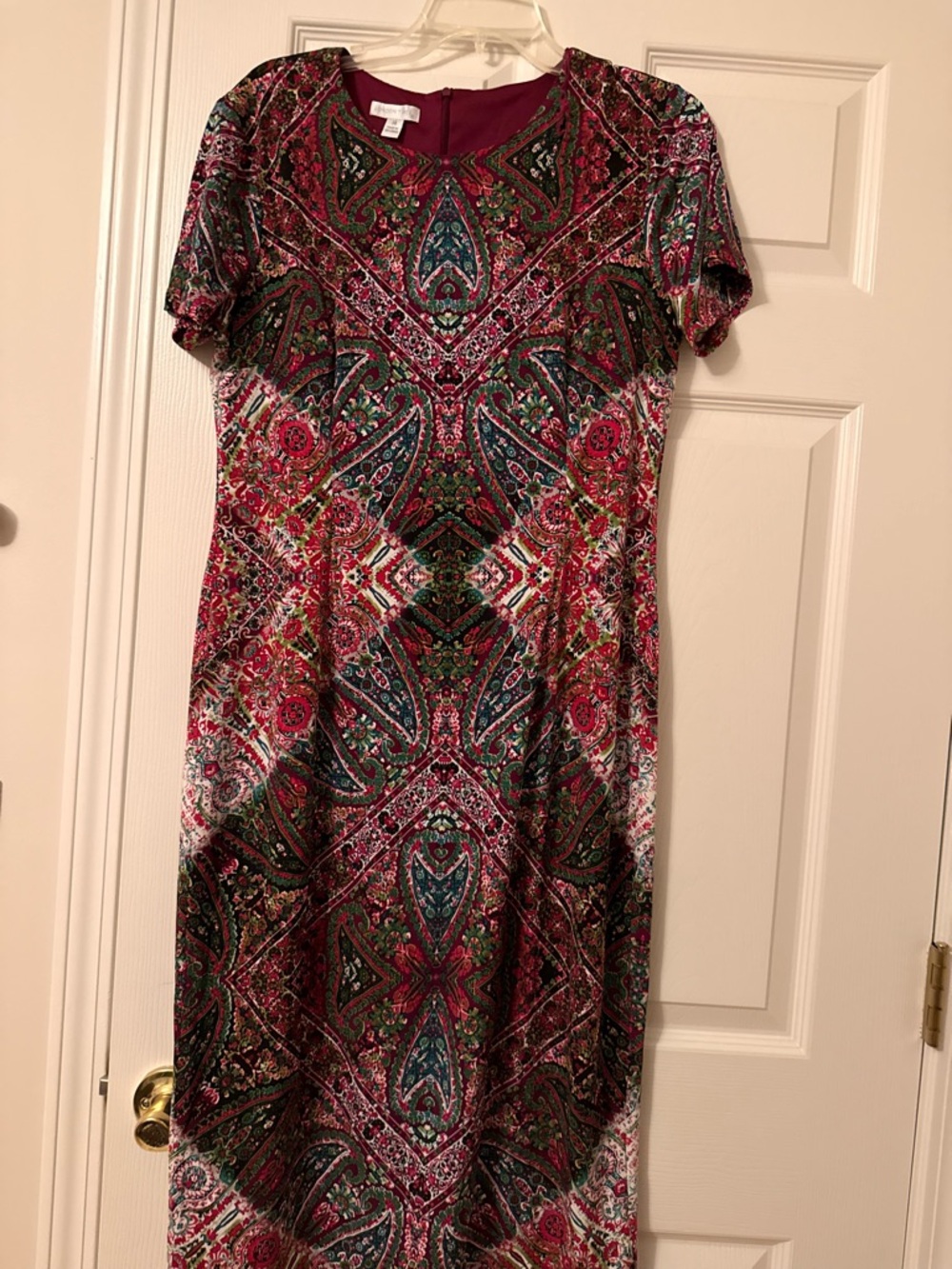 London Times Multicolor Paisley Midi Dress in Pink, Green & Blue